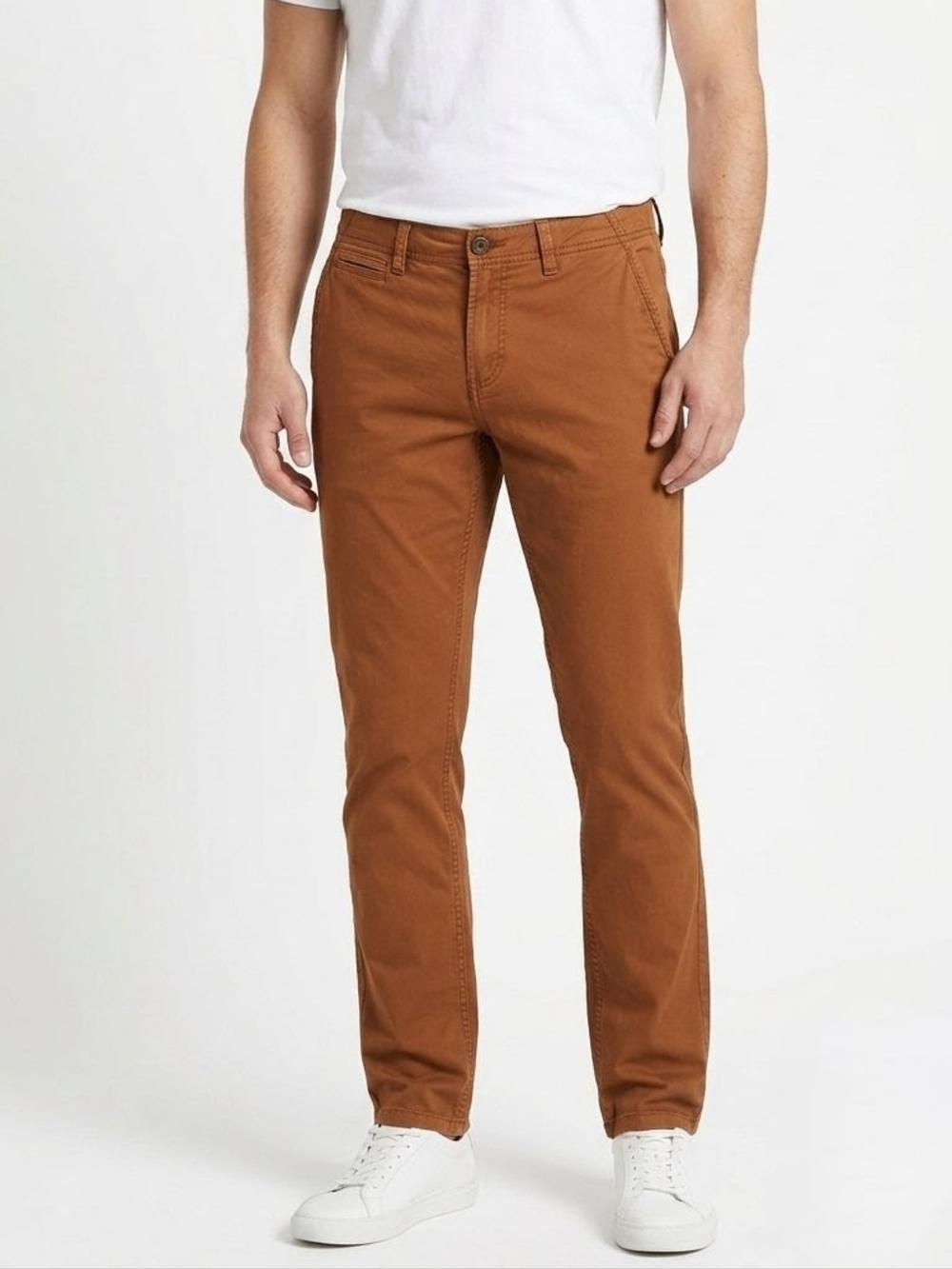 Angelo Litrico Slim Chinos Men’s 34W Rust Brown Cotton Stretch Preppy Casual